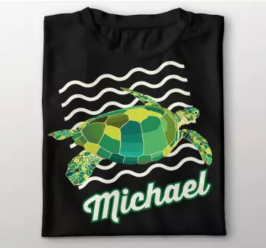Geometric-animale tricouri broasca testoasa verde cu nume - TenStickers