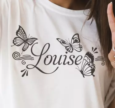 Model de fluturi la modă cu tricou cu nume - TenStickers