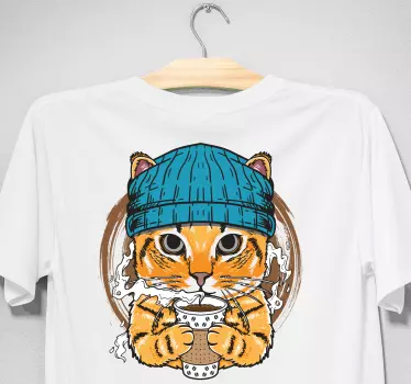 Pisica misto cu tricou de cafea - TenStickers