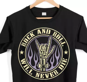 Semn de mână rock în foc cu tricou text - TenStickers