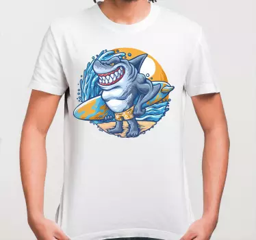Tricou cu desene animate rechin de surfboard - TenStickers