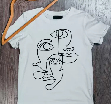 Tricou cu design cu fețe minimaliste - TenStickers