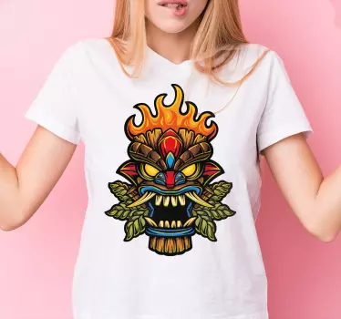 Tricou cu graffiti cu masca de foc tiki - TenStickers