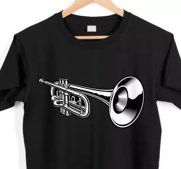 Tricou ilustrare trompetă alb-negru - TenStickers