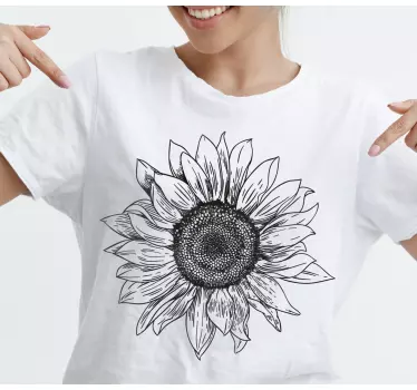 Tricou negru de floarea soarelui - TenStickers