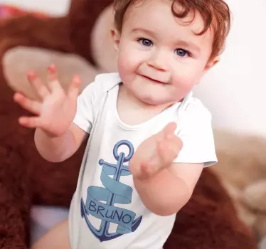 Tricou pentru bebeluși ancora cu nume - TenStickers