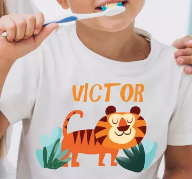 Tricou pentru copii tigru drăguț cu nume - TenStickers
