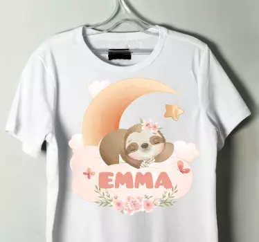 Tricou personalizabil cu temă de leneș și flori - TenStickers