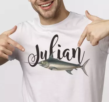Tricou personalizabil pește personalizat cu nume - TenStickers