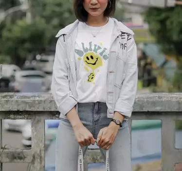 Tricou personalizabil zâmbet galben fericit - TenStickers
