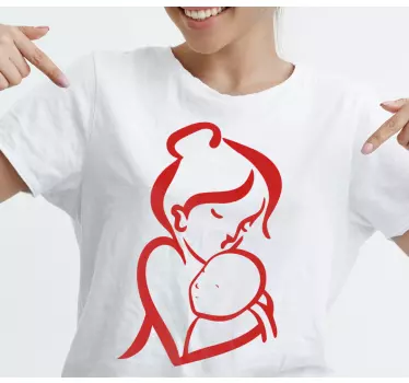 Tricou simplu contur roșu de ziua mamei - TenStickers
