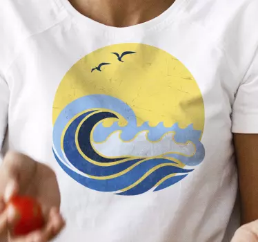 Tricou soare și val de plajă - TenStickers