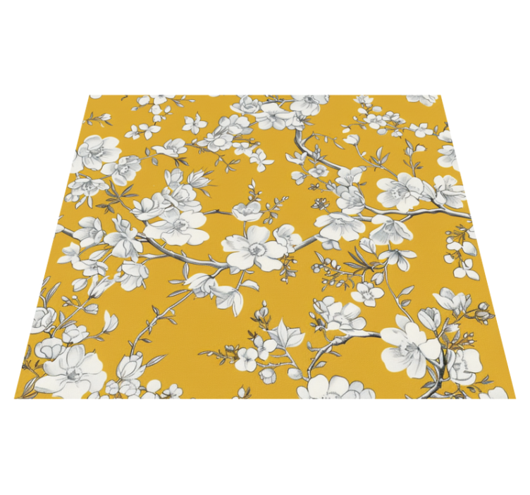 Covor de vinil galben model floral vintage - TenStickers