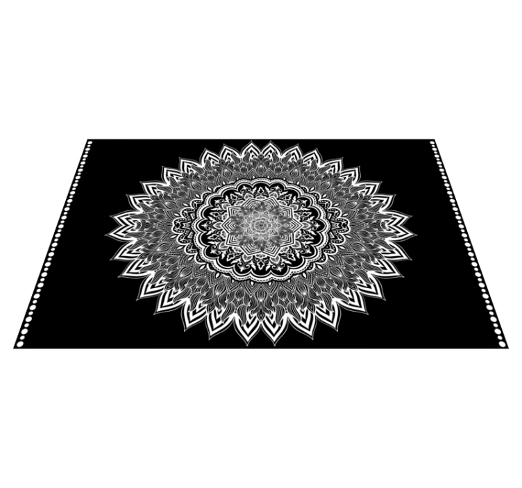 Covor vinil negru design floral mandala - TenStickers
