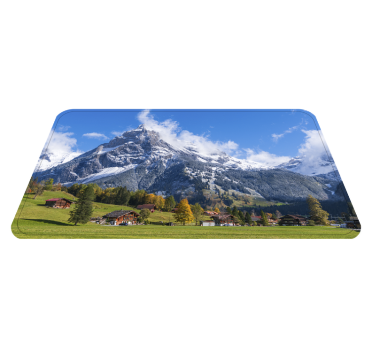 Covor de vinil pentru baie vedere la alpi - TenStickers