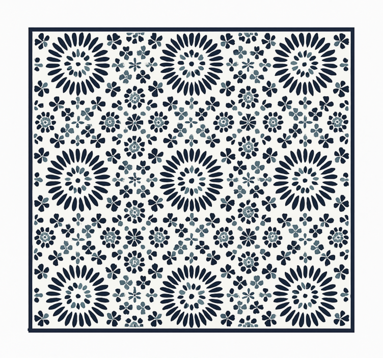 Covor vinil albastru model floral geometric - TenStickers