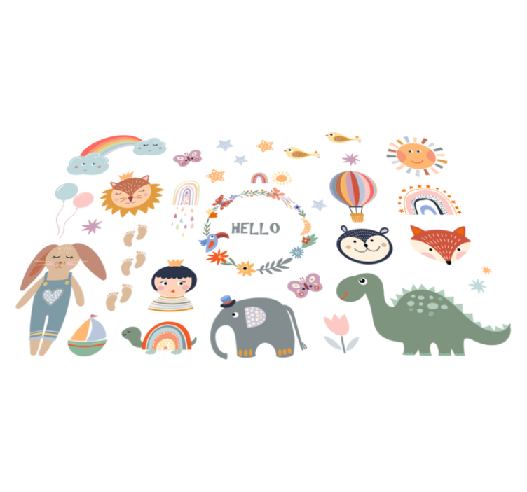 Covor vinil animal element floral pentru copii - TenStickers