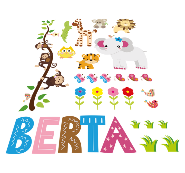 Covor vinil animal copac din junglă cu nume - TenStickers