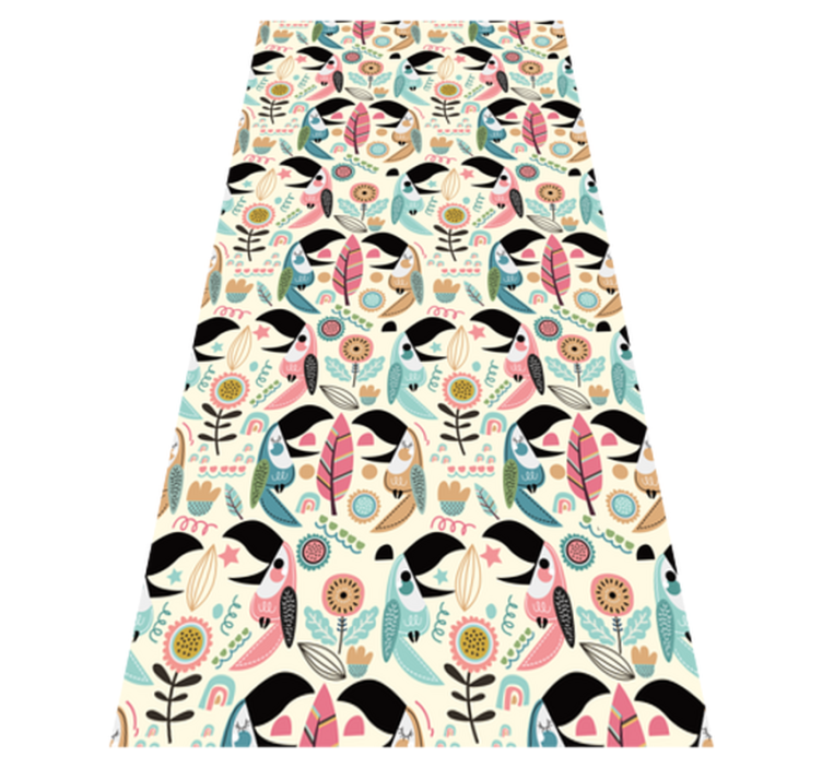 Covor vinil animal frunze pastel nordice albastre - TenStickers