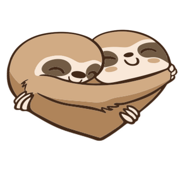 Covor vinil animal inimă de leneș anime - TenStickers