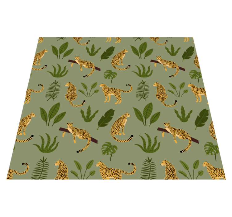 Covor vinil animal design leopard floral junglă - TenStickers