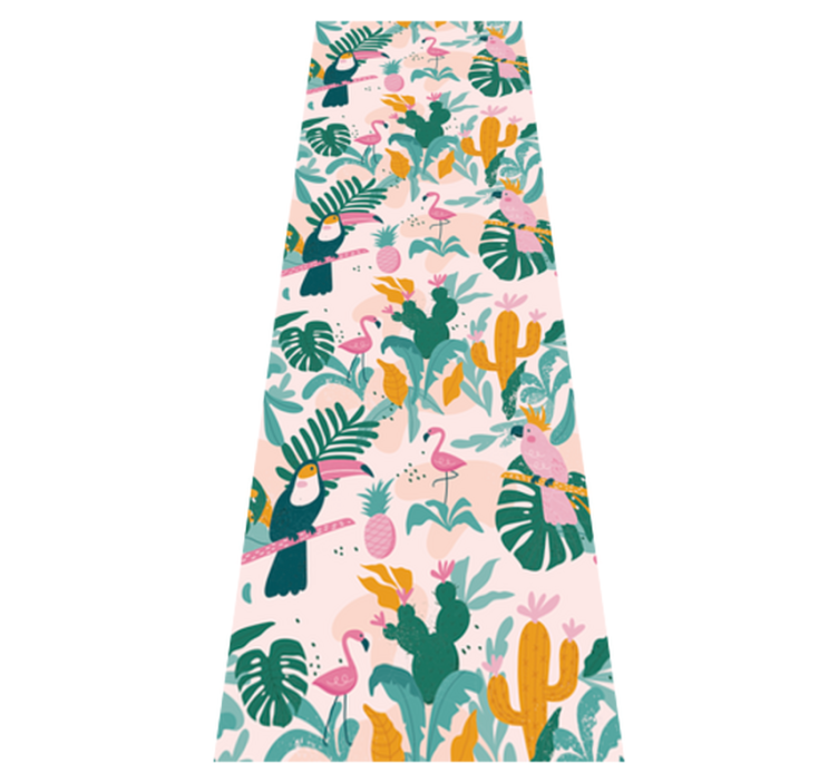 Covor vinil animal păsări verzi pe fundal roz - TenStickers