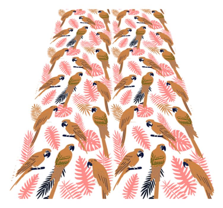 Covor vinil animal papagali portocalii cu flori roz - TenStickers