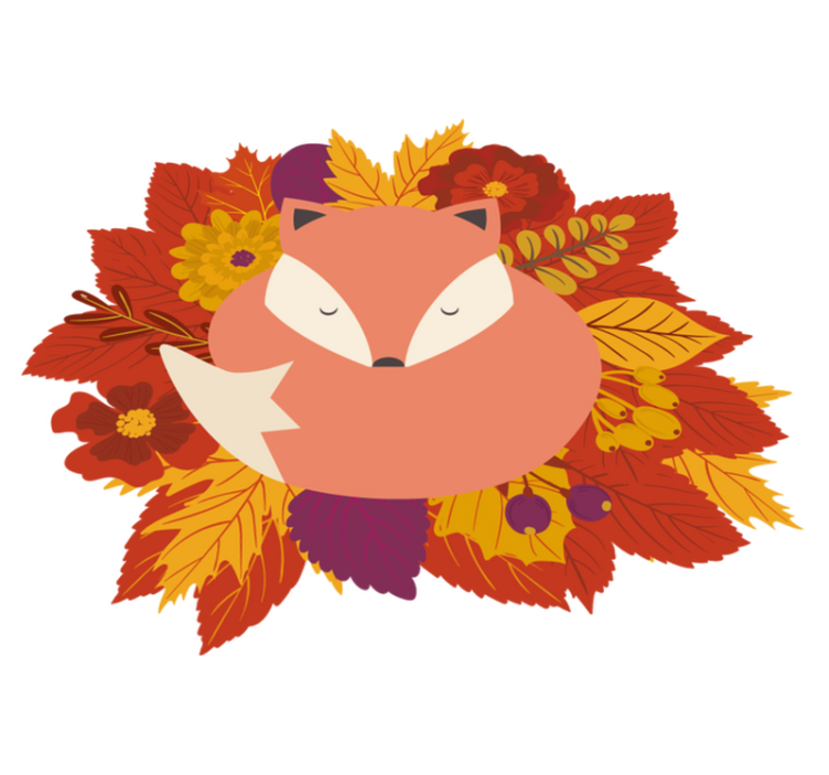 Covor vinil animal vulpe cu frunze - TenStickers