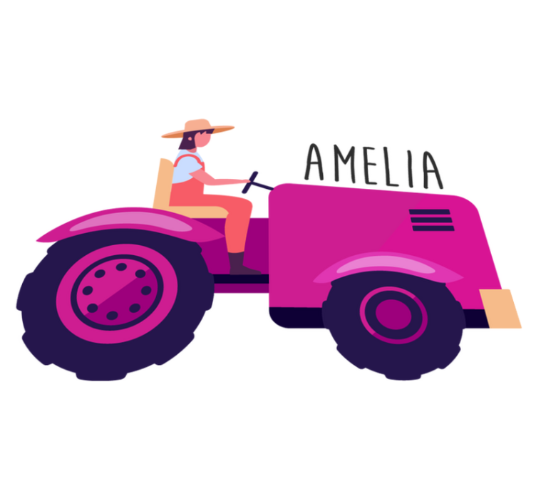 Covor vinil animal aventură personalizată cu tractorul - TenStickers