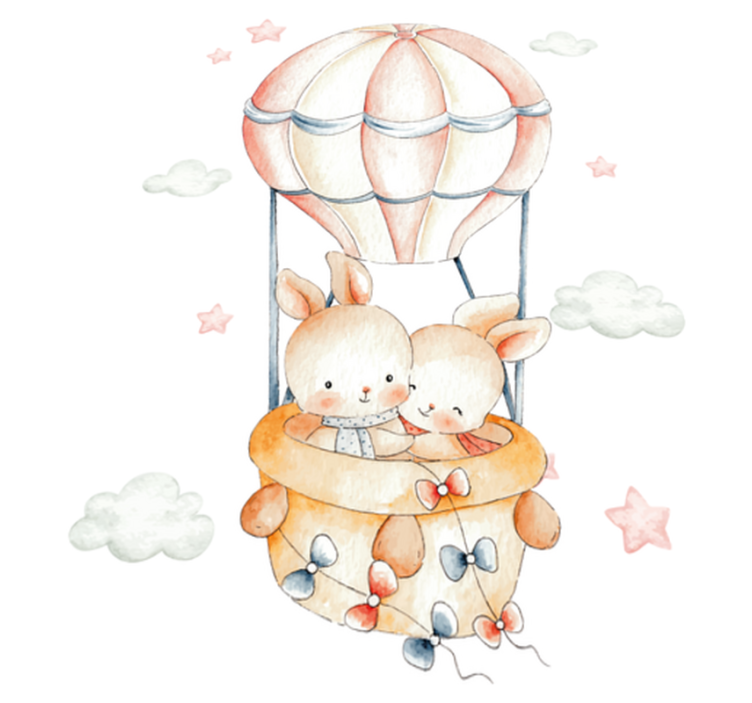 Covor vinil animal iepurași pastel pe baloane - TenStickers