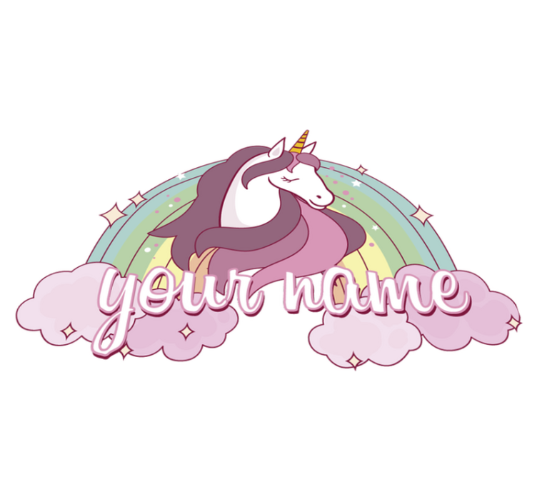 Covor vinil animal unicorn roz cu nume - TenStickers