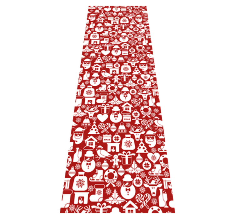 Covor vinil crăciun fundal roșu cu icoane de crăciun - TenStickers