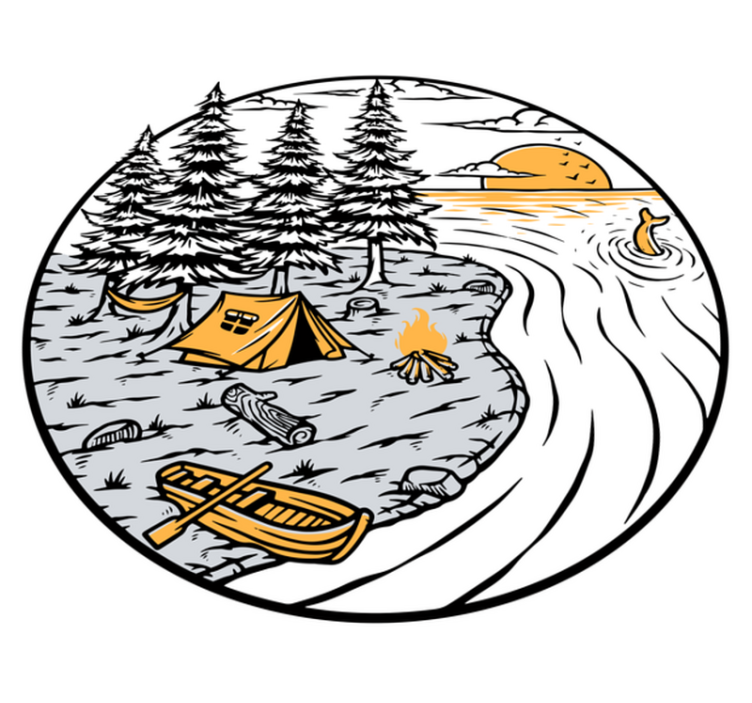 Covor vinil cu aspect de natura insigna peisaj galben - TenStickers