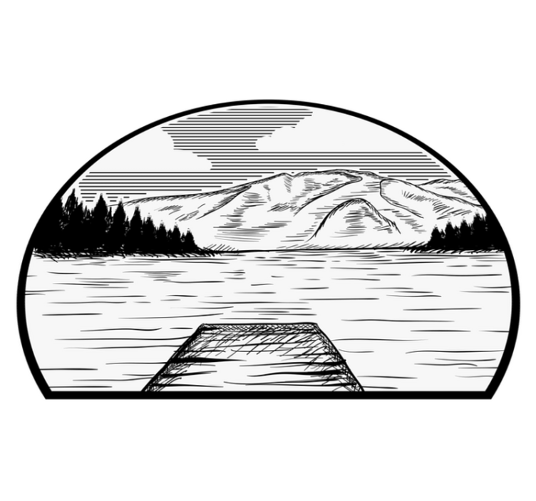 Covor vinil cu aspect de natura camping la lac de pini - TenStickers