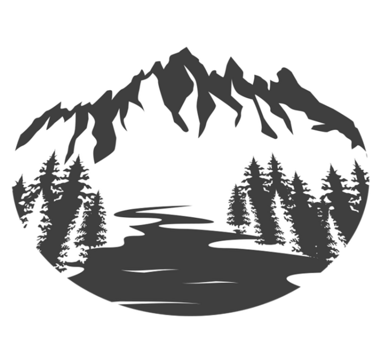 Covor vinil cu aspect de natura silueta peisaj montan - TenStickers