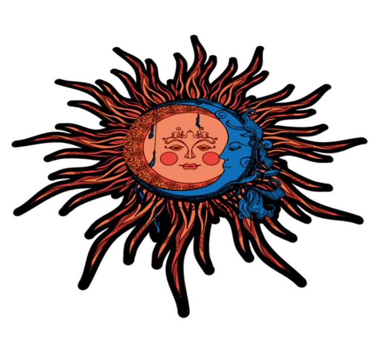 Covor vinil cu aspect de natura soare și lună celestial - TenStickers