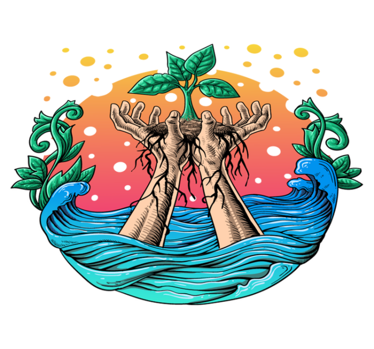 Covor vinil cu aspect de natura maini care cresc natura - TenStickers