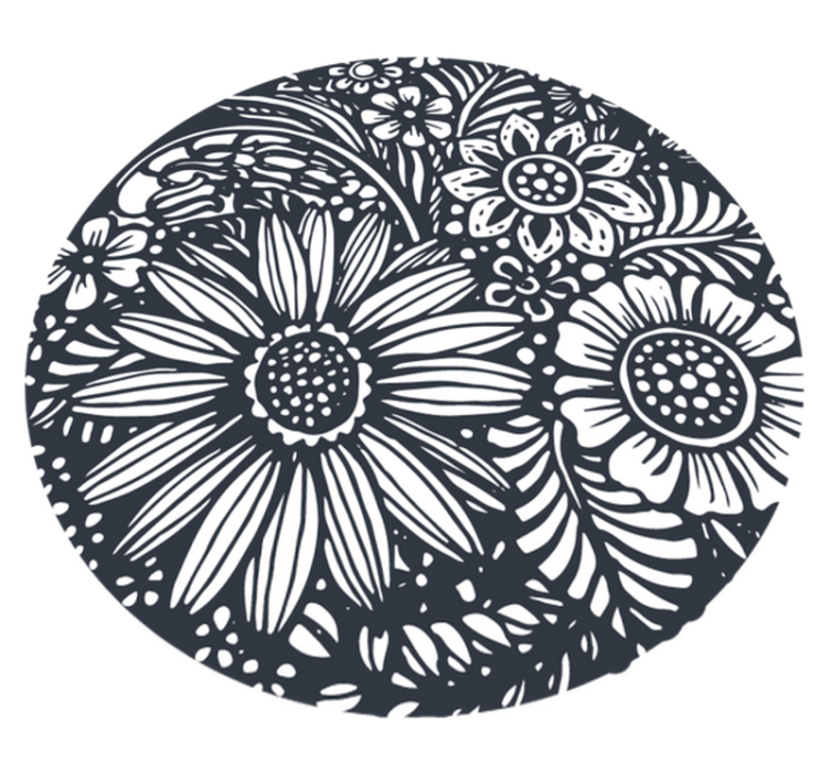 Covor vinil cu aspect de natura model floral circular - TenStickers