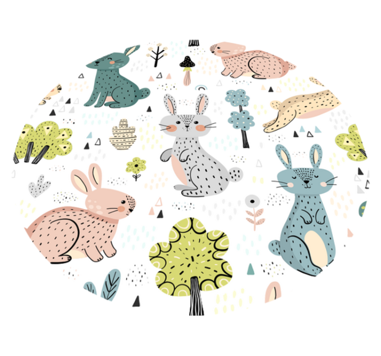 Covor superb de vinil pentru copii cu iepurași drăguți - TenStickers
