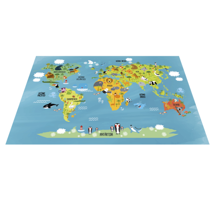 Animal map map copii covor vinil - TenStickers