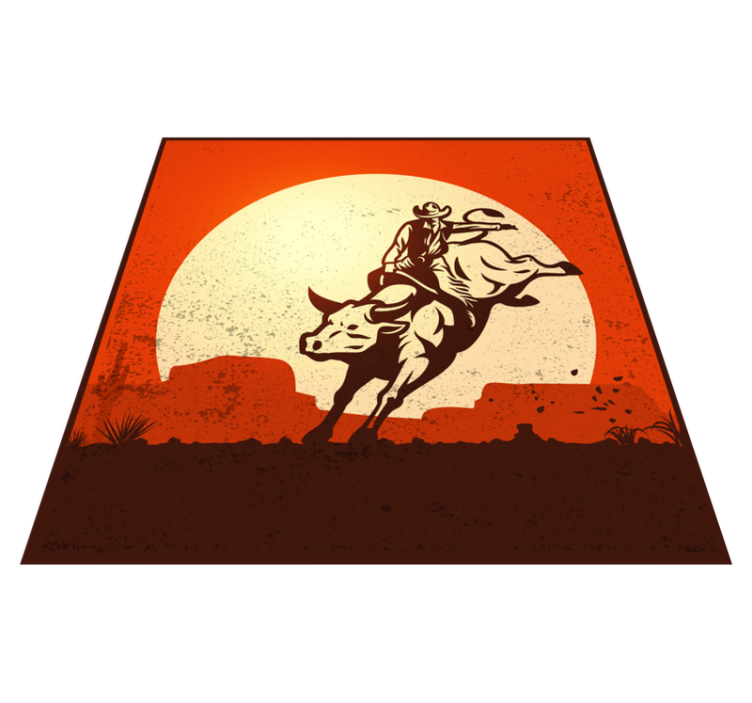 Alții covor de vinil silueta taur cowboy - TenStickers
