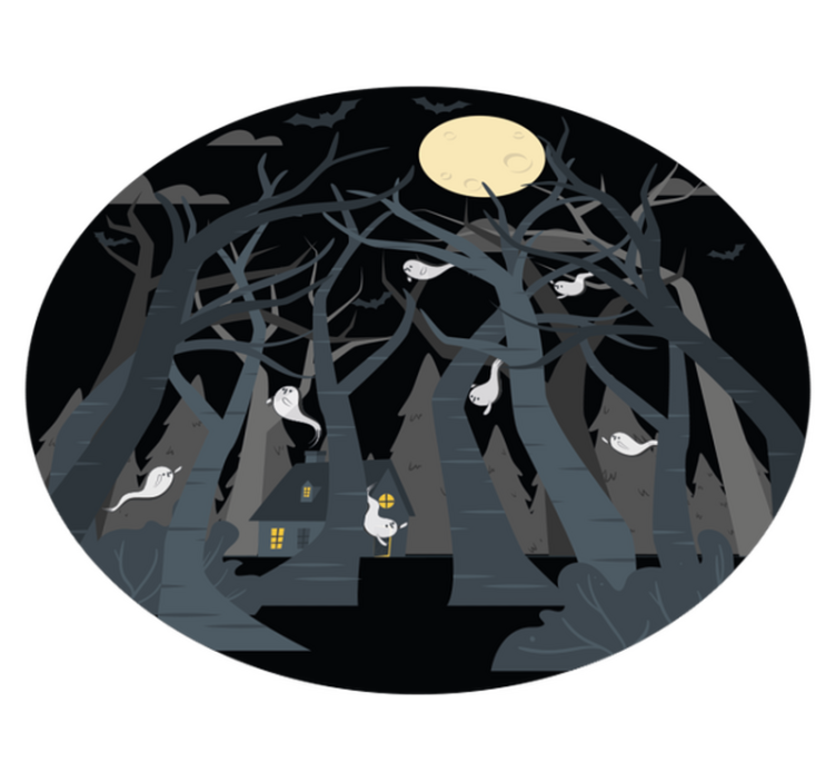 Covor de vinil Halloween scenă înfricoșătoare de pădure - TenStickers