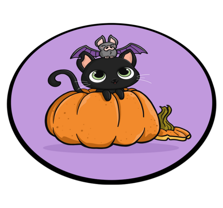 Covor de vinil Halloween pisica liliac de halloween - TenStickers