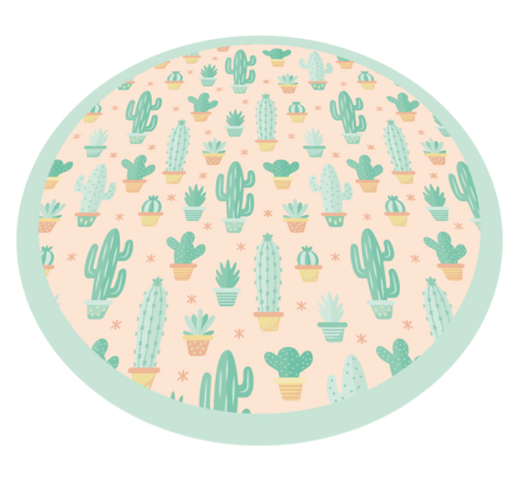 Covor de vinil pentru copii model circular cactusi - TenStickers
