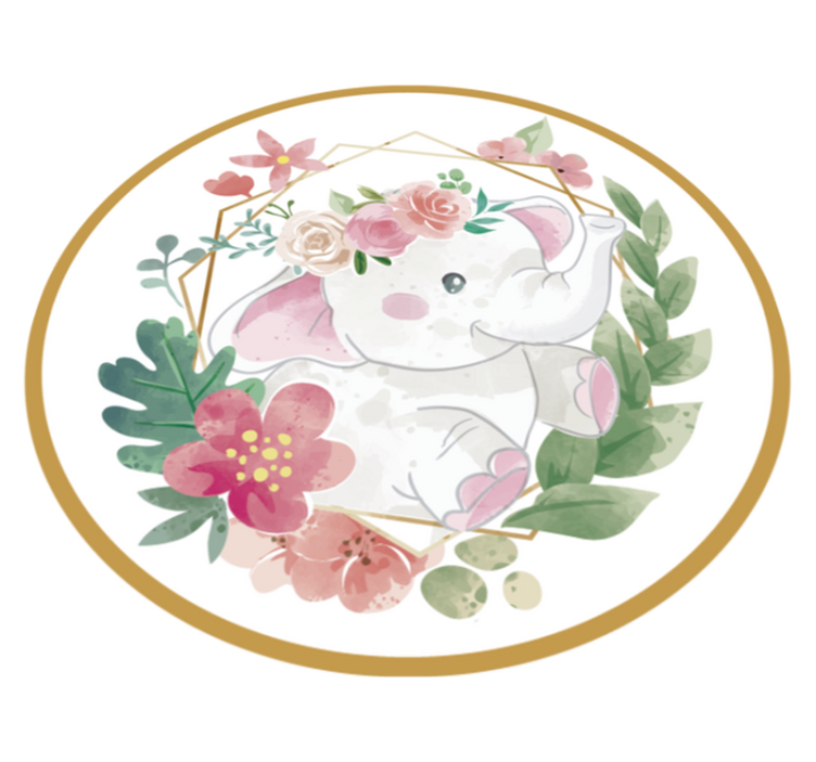 Covor de vinil pentru copii elefant floral circular - TenStickers