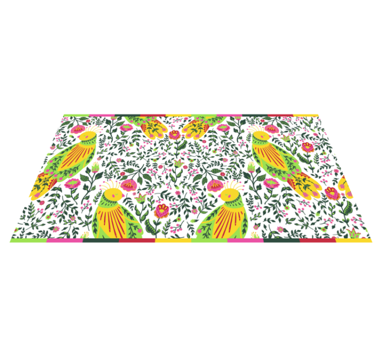 Covor vinil flori și plante model de papagal floral - TenStickers