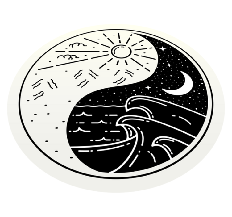 Covor modern yin yang soare și lună - TenStickers