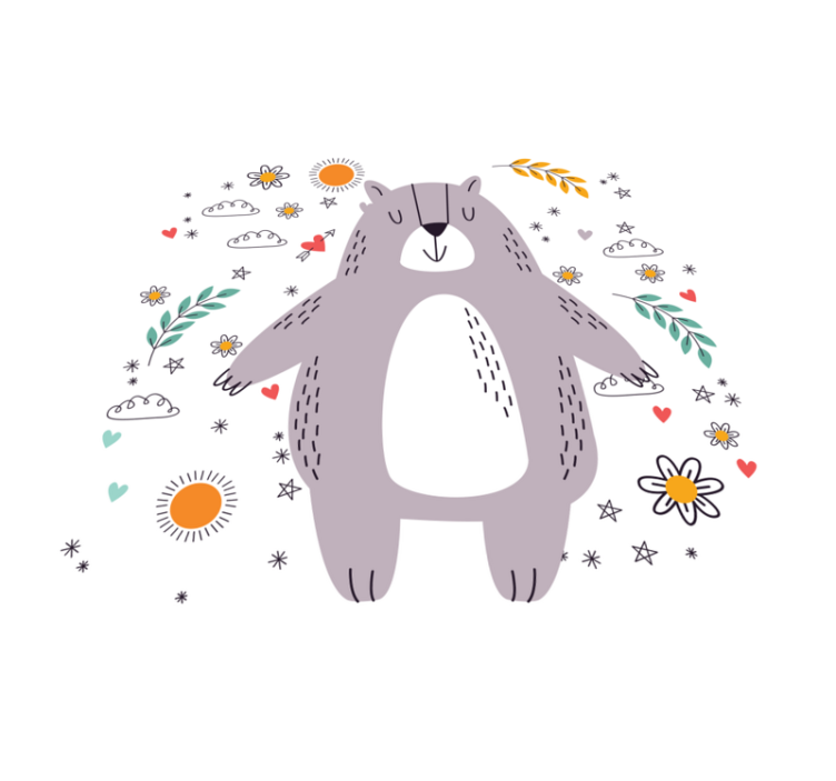 Covor de vinil pentru copii ilustrație de urs capricios - TenStickers