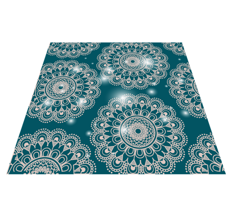 Covor floral albastru luminos mandala vinil - TenStickers