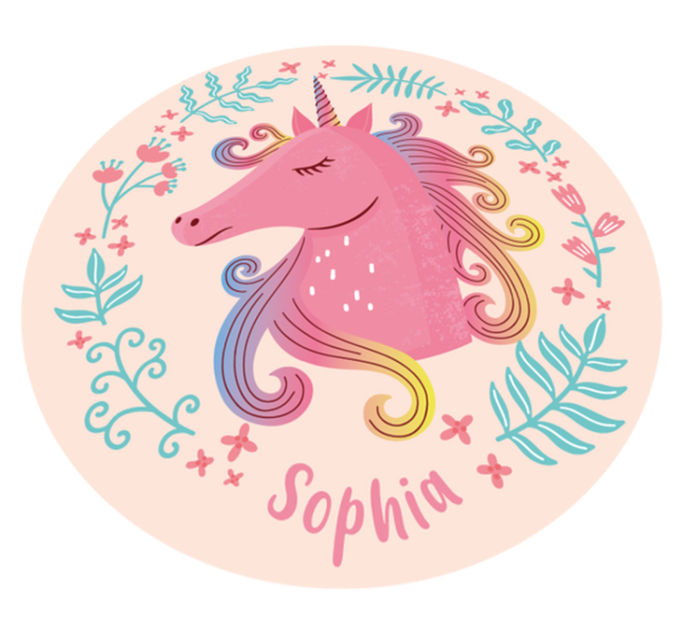 Unicorn dulce cu covor pentru fete cu nume personalizat - TenStickers